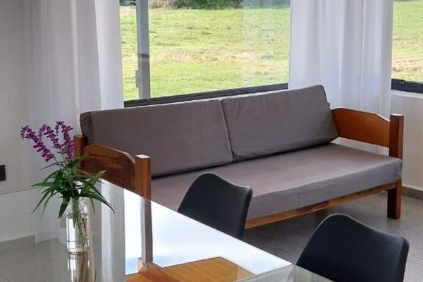 Vista del living comedor: Espacioso living comedor integrado, con sofá cama y excelente iluminación natural.