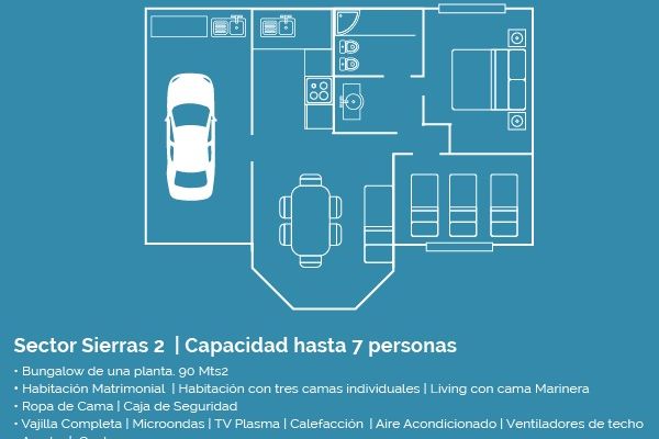 Sector Sierras 2 (1 Planta) - 2 Habitaciones y 1 Baño (Hasta 2 huéspedes) 