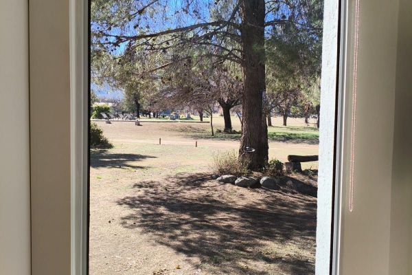hermoso ventanal vista del parque